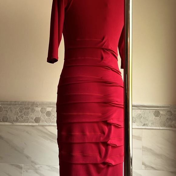 Eva Varro Ruched Stretched Bodycon Red Dress Size Small - Picture 7 of 13